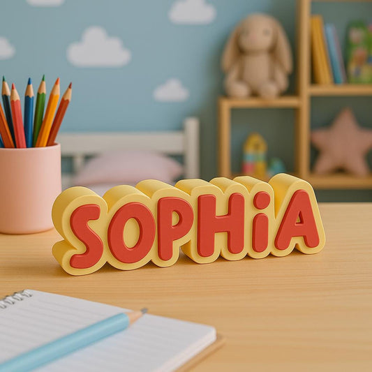 Namensschild | Personalisiertes Geschenk für Junge und Mädchen | Schreibtisch Deko | Name 3D Schild | Schriftzug | Wunschtext