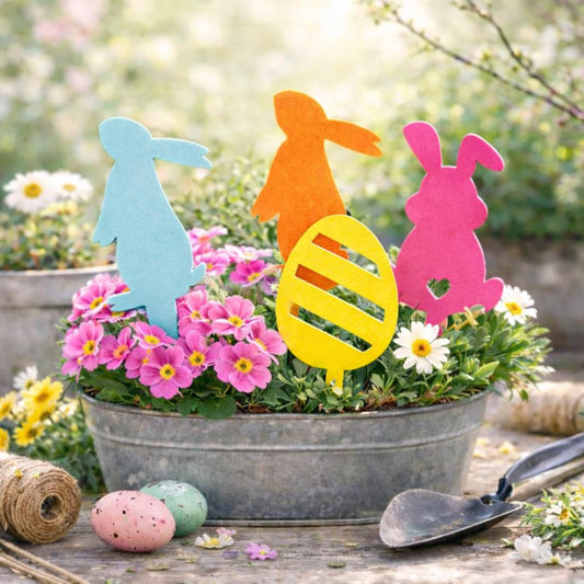 Osterstecker, Caketopper Ostern Blumenstecker für Beet und Blumentopf, Frühlingsdeko Garten & Ostertafel