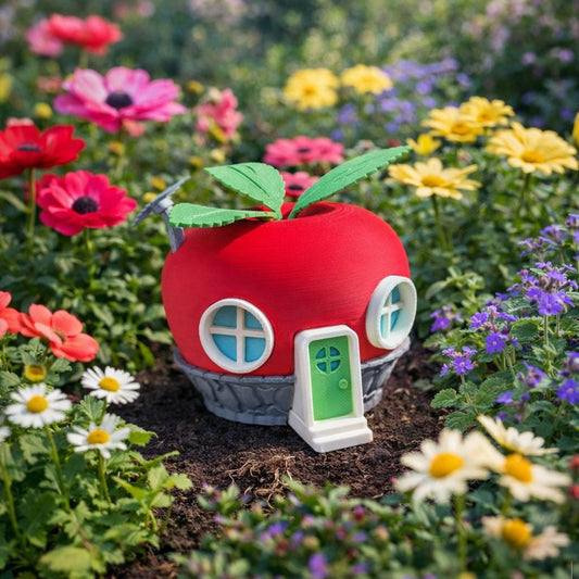 Feenhaus Apfel, Märchenhafte Gartendeko, Wichtelhaus Garten, Feengarten Haus, Fairy Garden House, Miniatur Gartenhaus